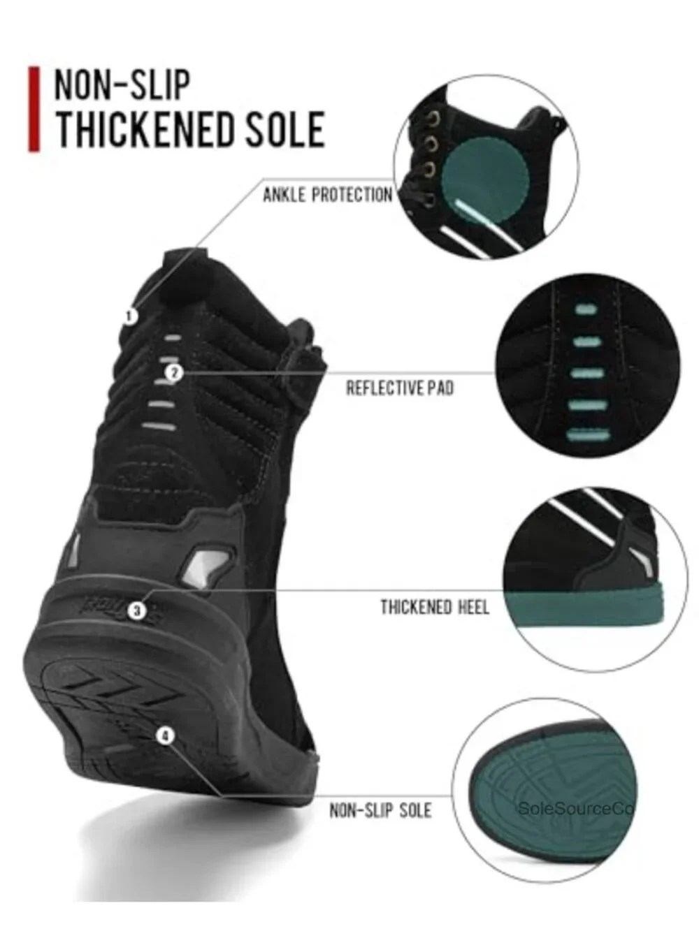 Men's Motorcycle Boots Ankle High Side Zipper Motorcycle Riding Shoes